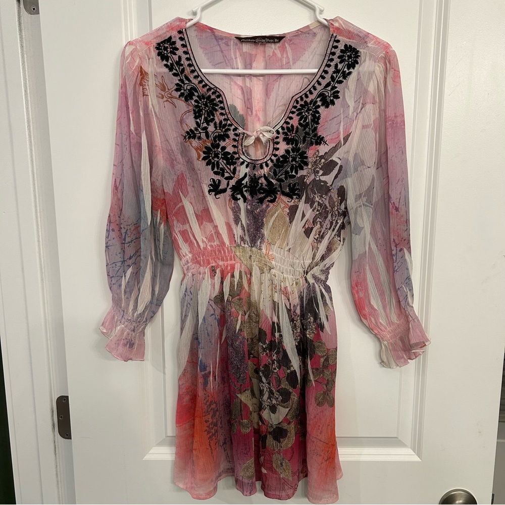 Mushka By Sienna Rose Sheer Floral Blouse Y2K